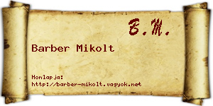 Barber Mikolt névjegykártya